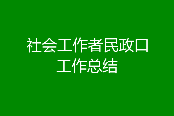 社会工作者民政口工作总结