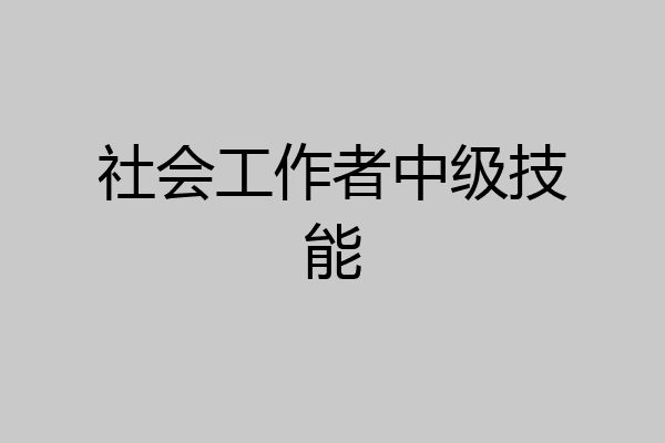 社会工作者中级技能