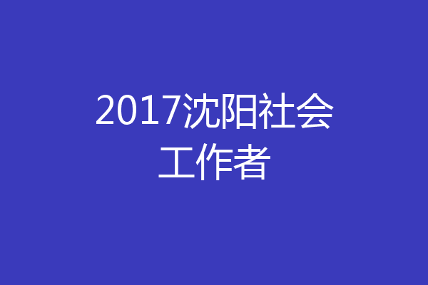 2017沈阳社会工作者