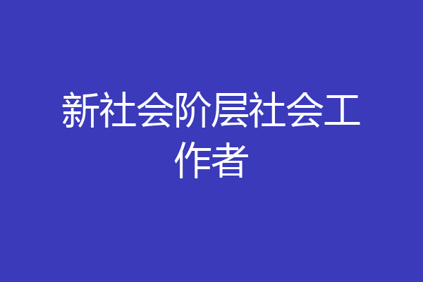 新社会阶层社会工作者