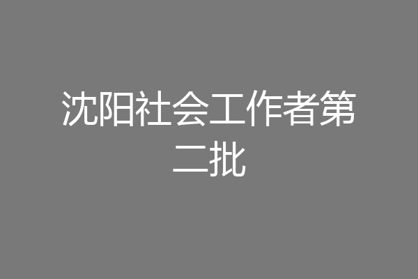 沈阳社会工作者第二批