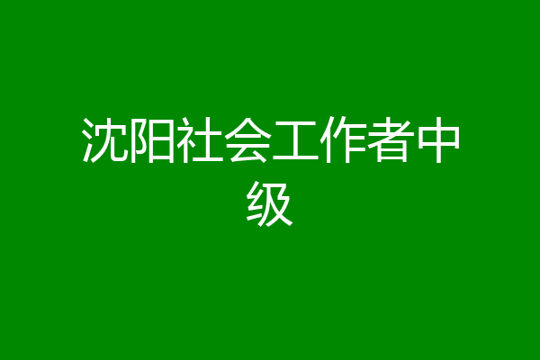 沈阳社会工作者中级