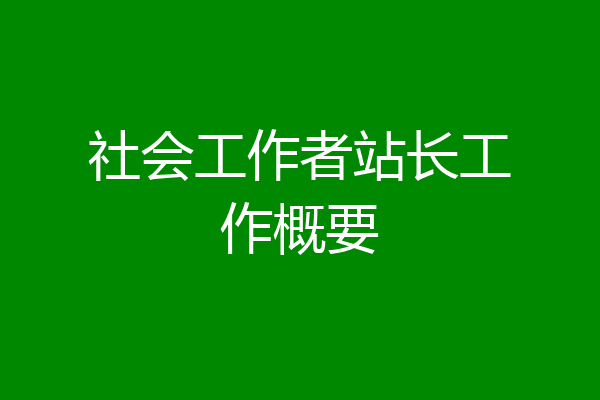 社会工作者站长工作概要