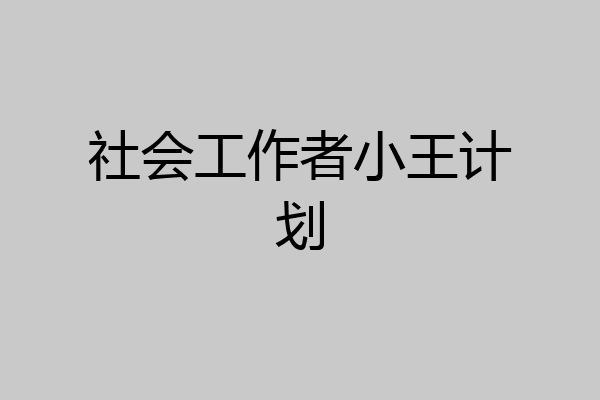 社会工作者小王计划