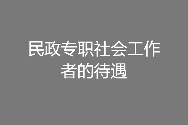民政专职社会工作者的待遇