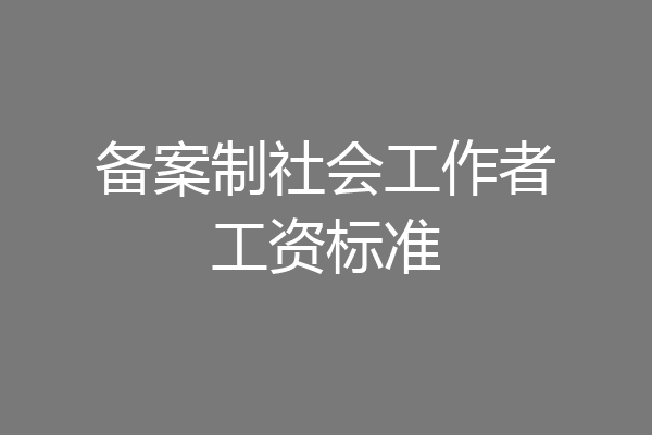 备案制社会工作者工资标准