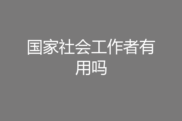 国家社会工作者有用吗