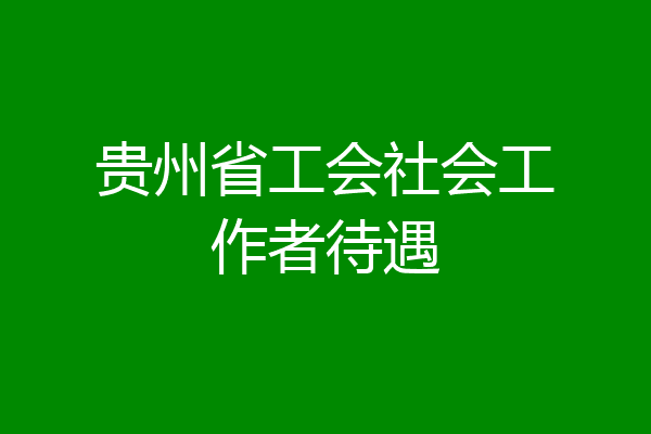 贵州省工会社会工作者待遇