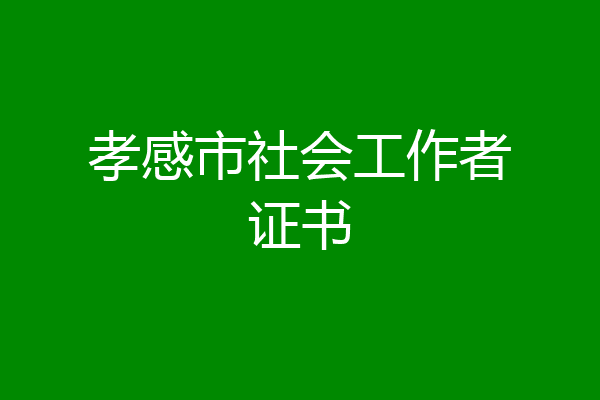 孝感市社会工作者证书