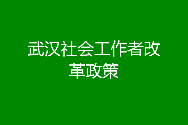 武汉社会工作者改革政策