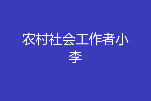 农村社会工作者小李