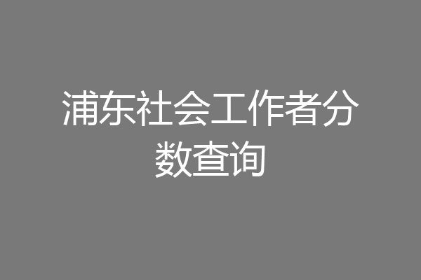 浦东社会工作者分数查询