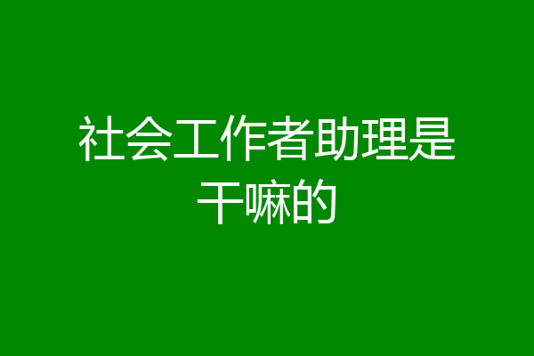社会工作者助理是干嘛的