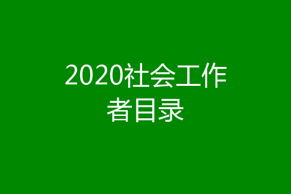 2020社会工作者目录