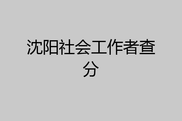 沈阳社会工作者查分