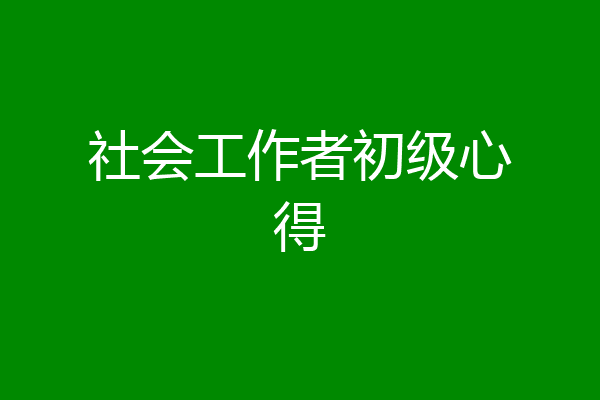 社会工作者初级心得