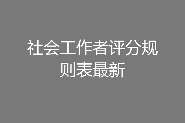 社会工作者评分规则表最新