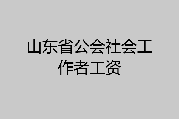 山东省公会社会工作者工资