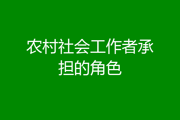 农村社会工作者承担的角色