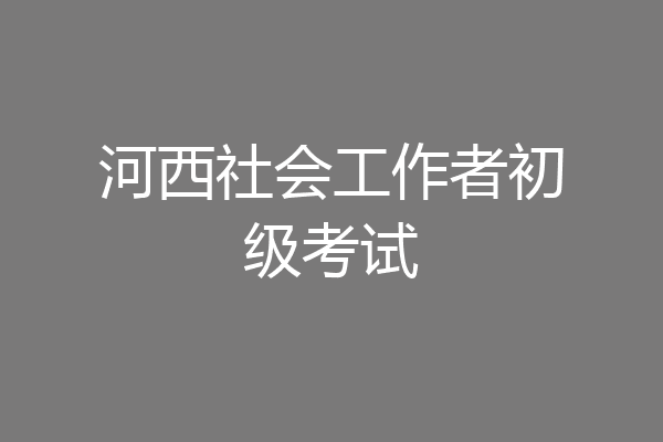 河西社会工作者初级考试