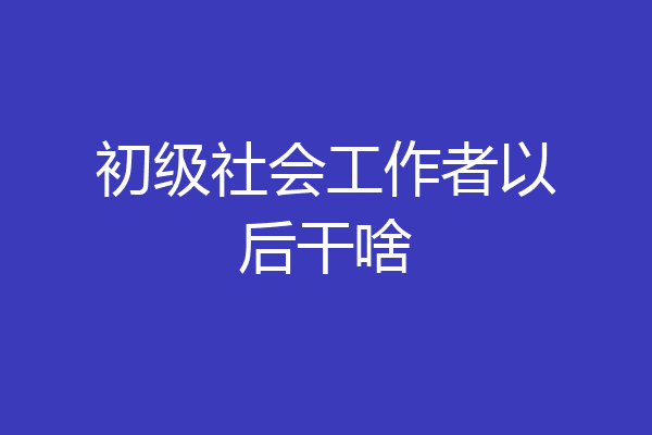初级社会工作者以后干啥