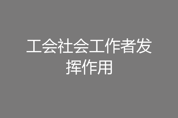 工会社会工作者发挥作用