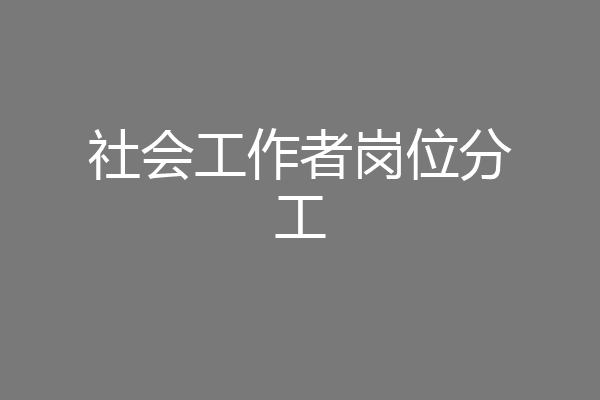 社会工作者岗位分工