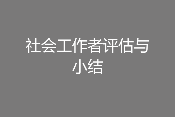 社会工作者评估与小结