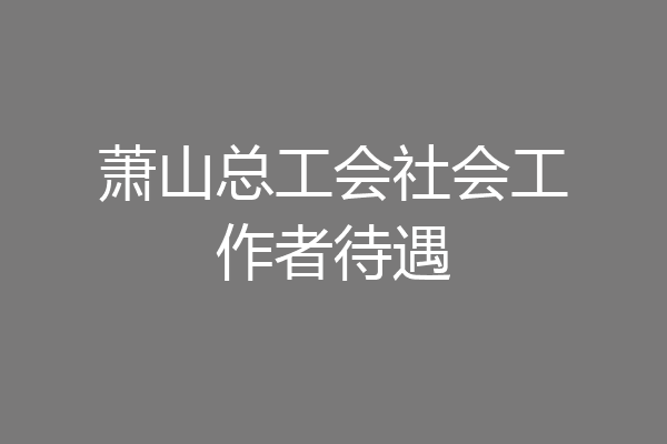 萧山总工会社会工作者待遇