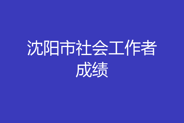 沈阳市社会工作者成绩