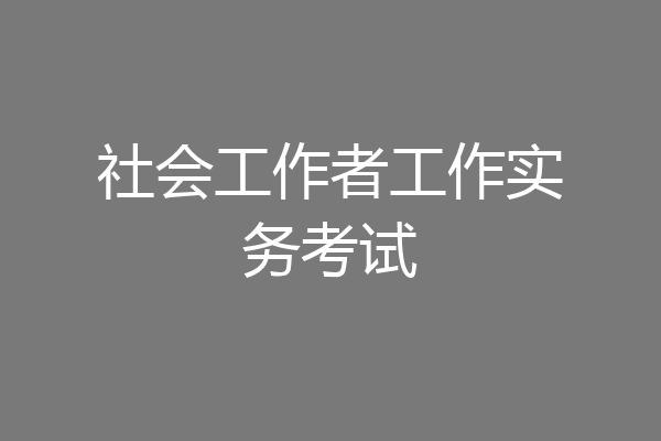 社会工作者工作实务考试