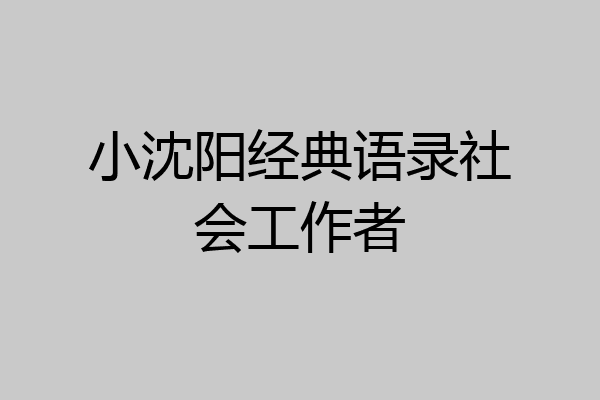 小沈阳经典语录社会工作者