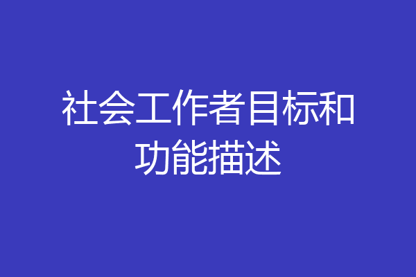 社会工作者目标和功能描述