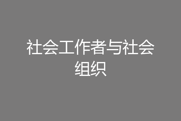 社会工作者与社会组织