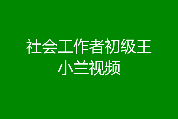 社会工作者初级王小兰视频