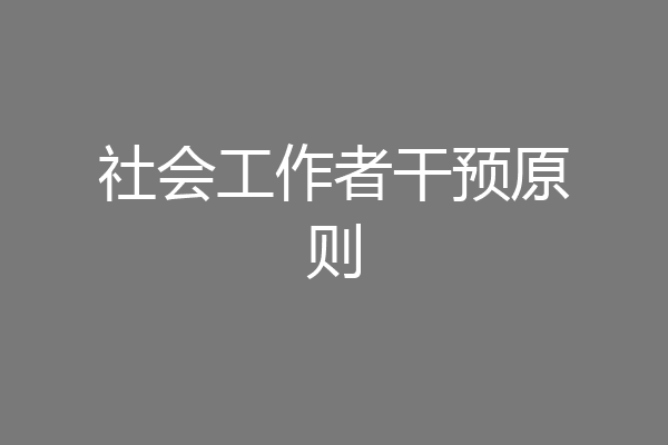 社会工作者干预原则