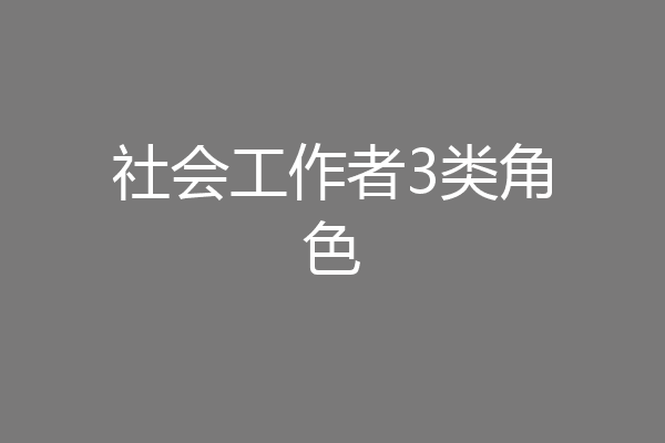 社会工作者3类角色