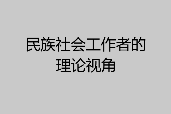 民族社会工作者的理论视角