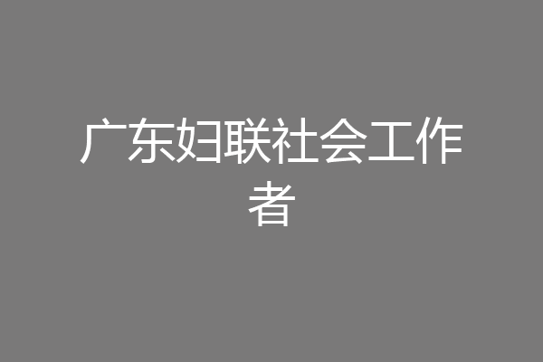 广东妇联社会工作者