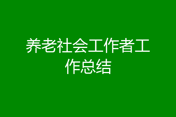 养老社会工作者工作总结