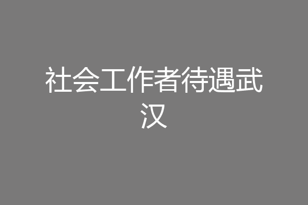 社会工作者待遇武汉