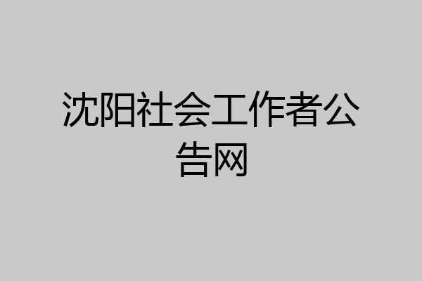 沈阳社会工作者公告网
