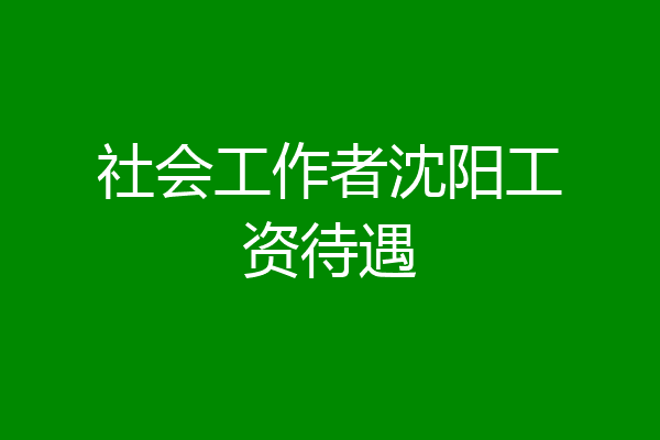 社会工作者沈阳工资待遇