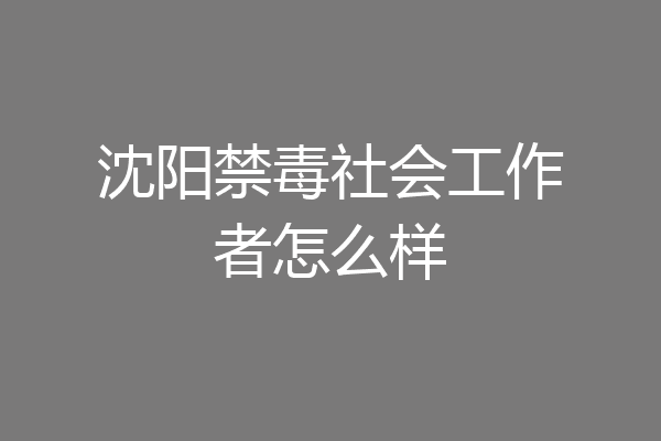 沈阳禁毒社会工作者怎么样