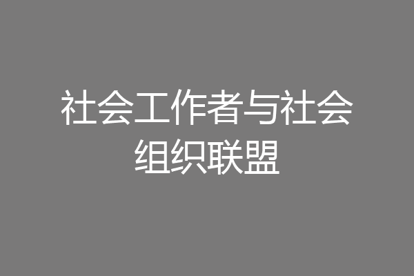 社会工作者与社会组织联盟