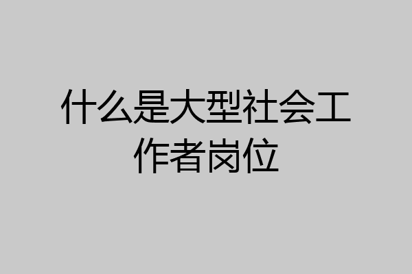 什么是大型社会工作者岗位