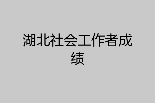 湖北社会工作者成绩