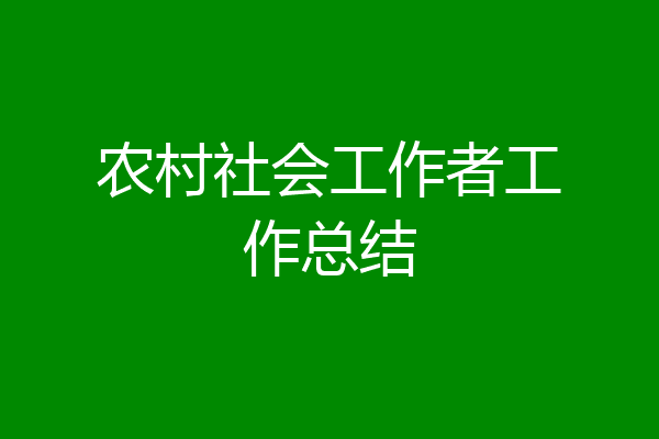 农村社会工作者工作总结
