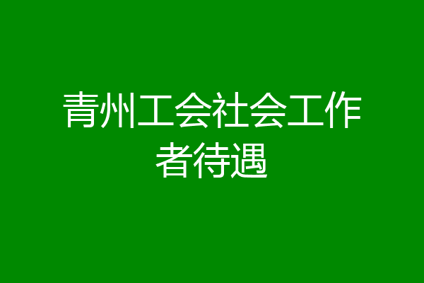 青州工会社会工作者待遇