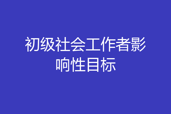 初级社会工作者影响性目标